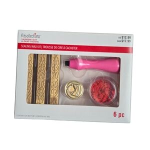 6 pc Sealing Gold Wax Kit Envelope Stamp Wedding Cards Invitations Red Hearts